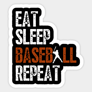 Eat Sleep Baseball Repeat, Funny Baseball Players Sticker